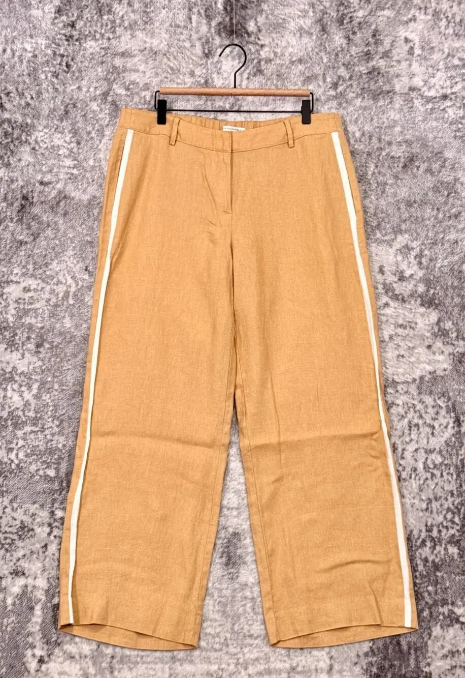 Banana Republic Pants Large Womens Gold Linen Track Stripe Wide Leg Trouser